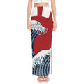 The Great Kanagawa Wave Print High Slit Maxi Skirt