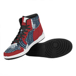 The Great Kanagawa Wave Print High Top Leather Sneakers