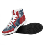 The Great Kanagawa Wave Print High Top Leather Sneakers