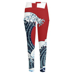 The Great Kanagawa Wave Print High-Waisted Pocket Leggings