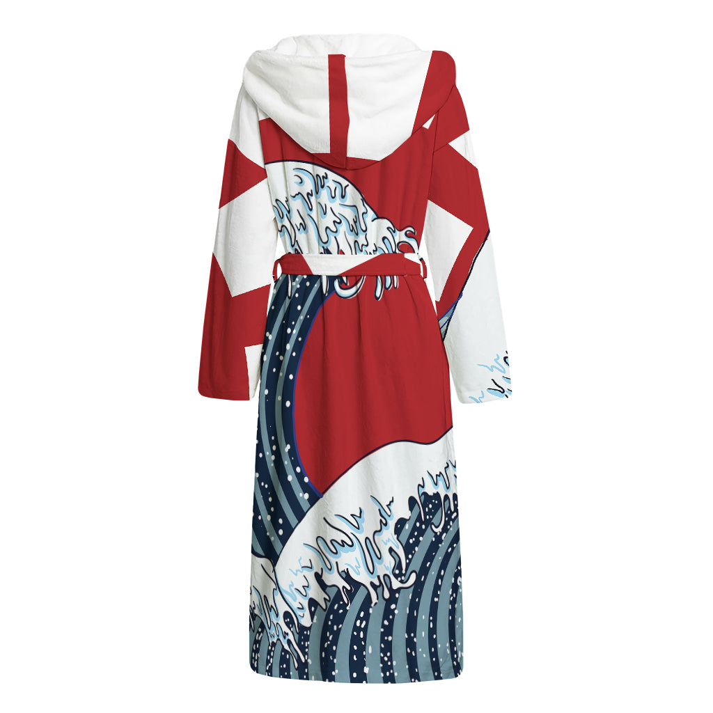 The Great Kanagawa Wave Print Hooded Bathrobe