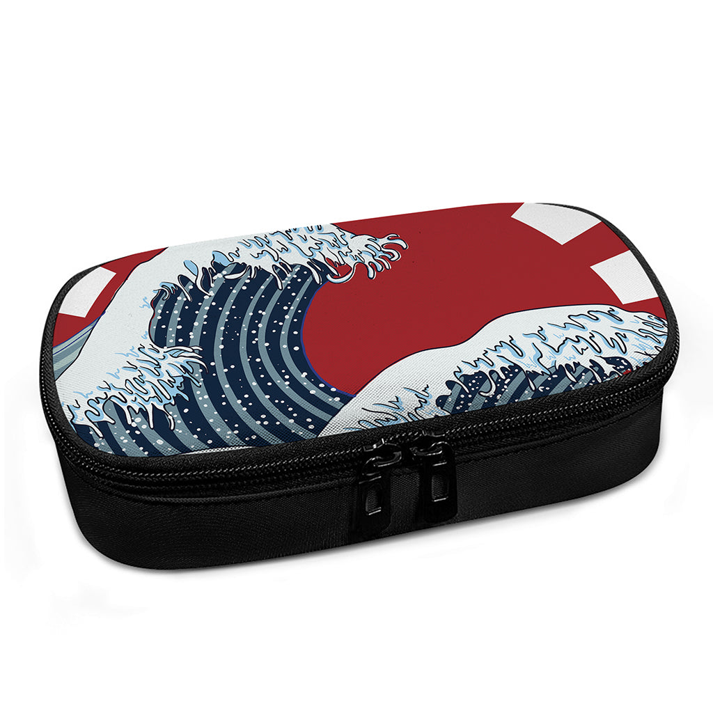 The Great Kanagawa Wave Print Insulin Cooler Travel Case