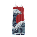 The Great Kanagawa Wave Print Jersey Midi Cami Dress