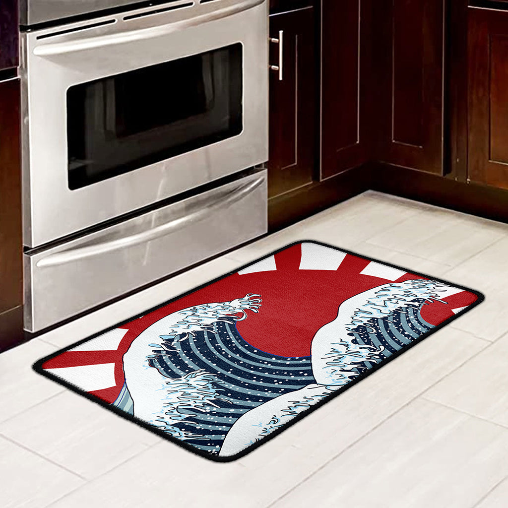 The Great Kanagawa Wave Print Kitchen Mat