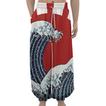 The Great Kanagawa Wave Print Lantern Pants