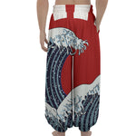 The Great Kanagawa Wave Print Lantern Pants