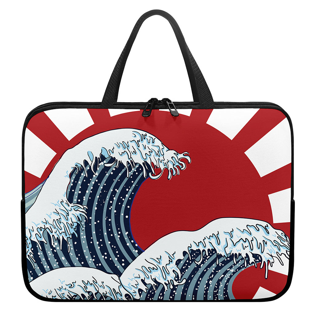 The Great Kanagawa Wave Print Laptop Sleeve With Handle