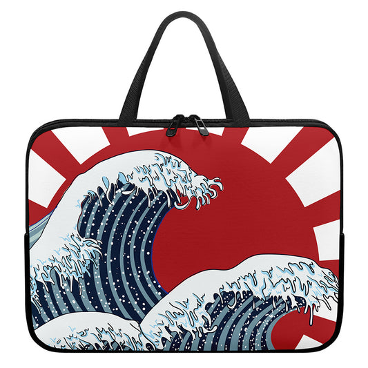 The Great Kanagawa Wave Print Laptop Sleeve With Handle