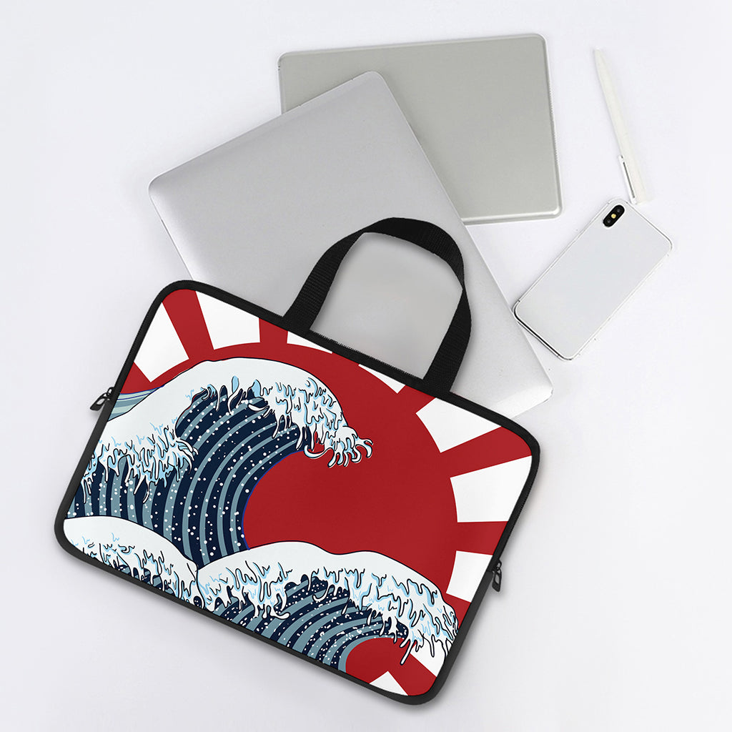 The Great Kanagawa Wave Print Laptop Sleeve With Handle