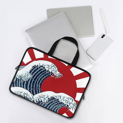 The Great Kanagawa Wave Print Laptop Sleeve With Handle
