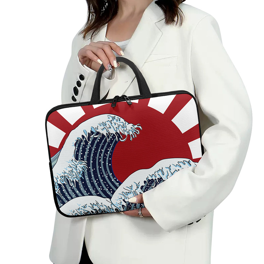 The Great Kanagawa Wave Print Laptop Sleeve With Handle