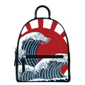 The Great Kanagawa Wave Print Leather Backpack