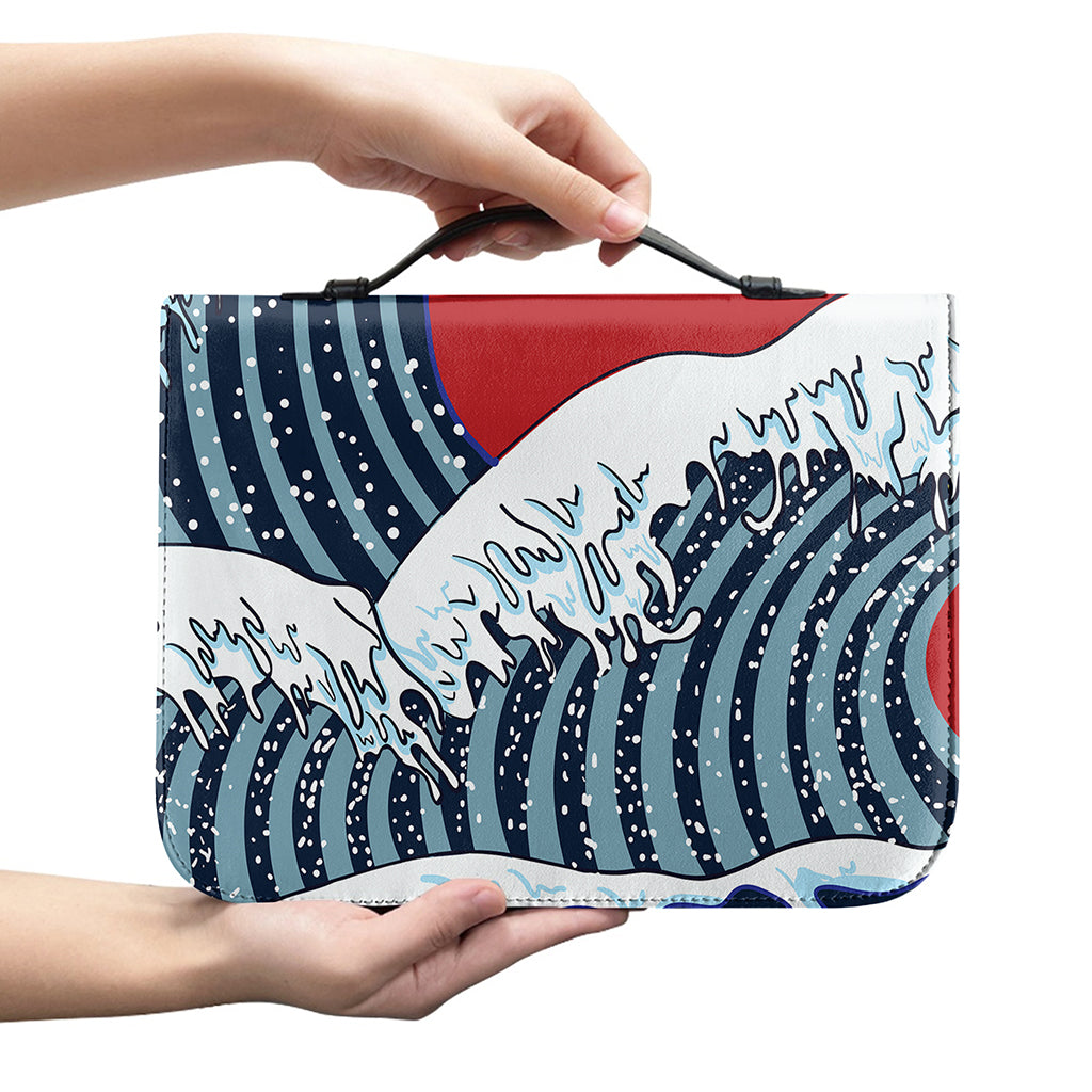The Great Kanagawa Wave Print Leather Bible Cover