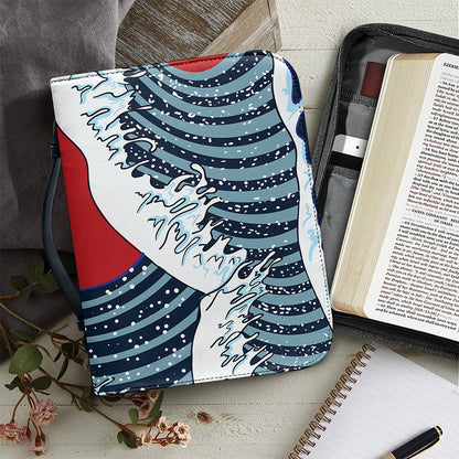 The Great Kanagawa Wave Print Leather Bible Cover