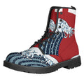 The Great Kanagawa Wave Print Lace-Up Boots