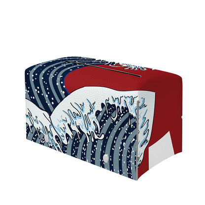 The Great Kanagawa Wave Print Leather Tissue Box Cover