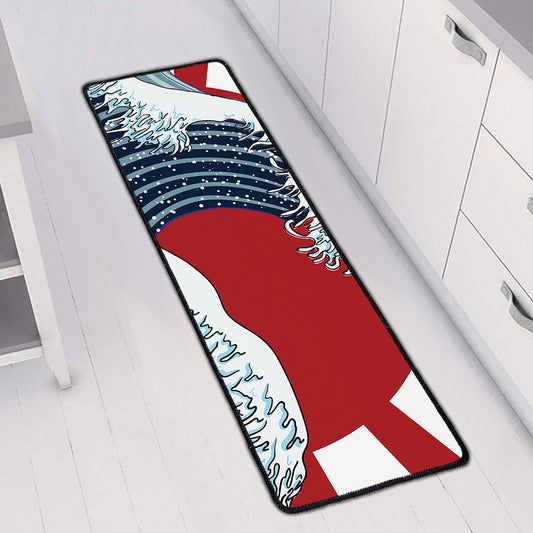 The Great Kanagawa Wave Print Long Kitchen Mat