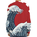 The Great Kanagawa Wave Print Long Sleeve Baseball Jersey