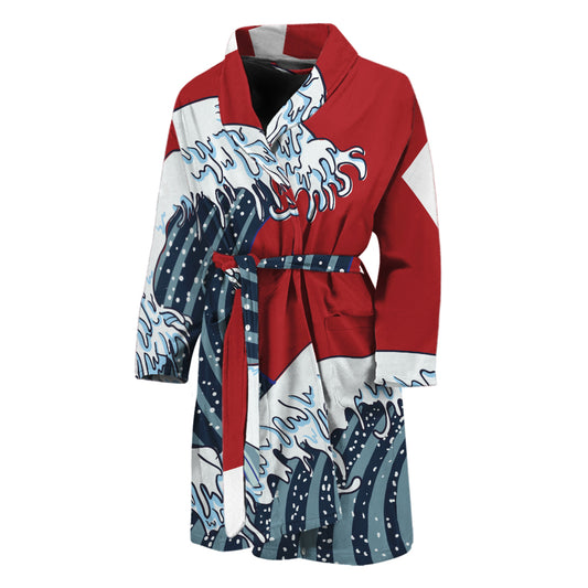 The Great Kanagawa Wave Print Men's Bathrobe