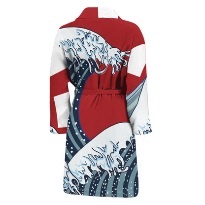 The Great Kanagawa Wave Print Men's Bathrobe