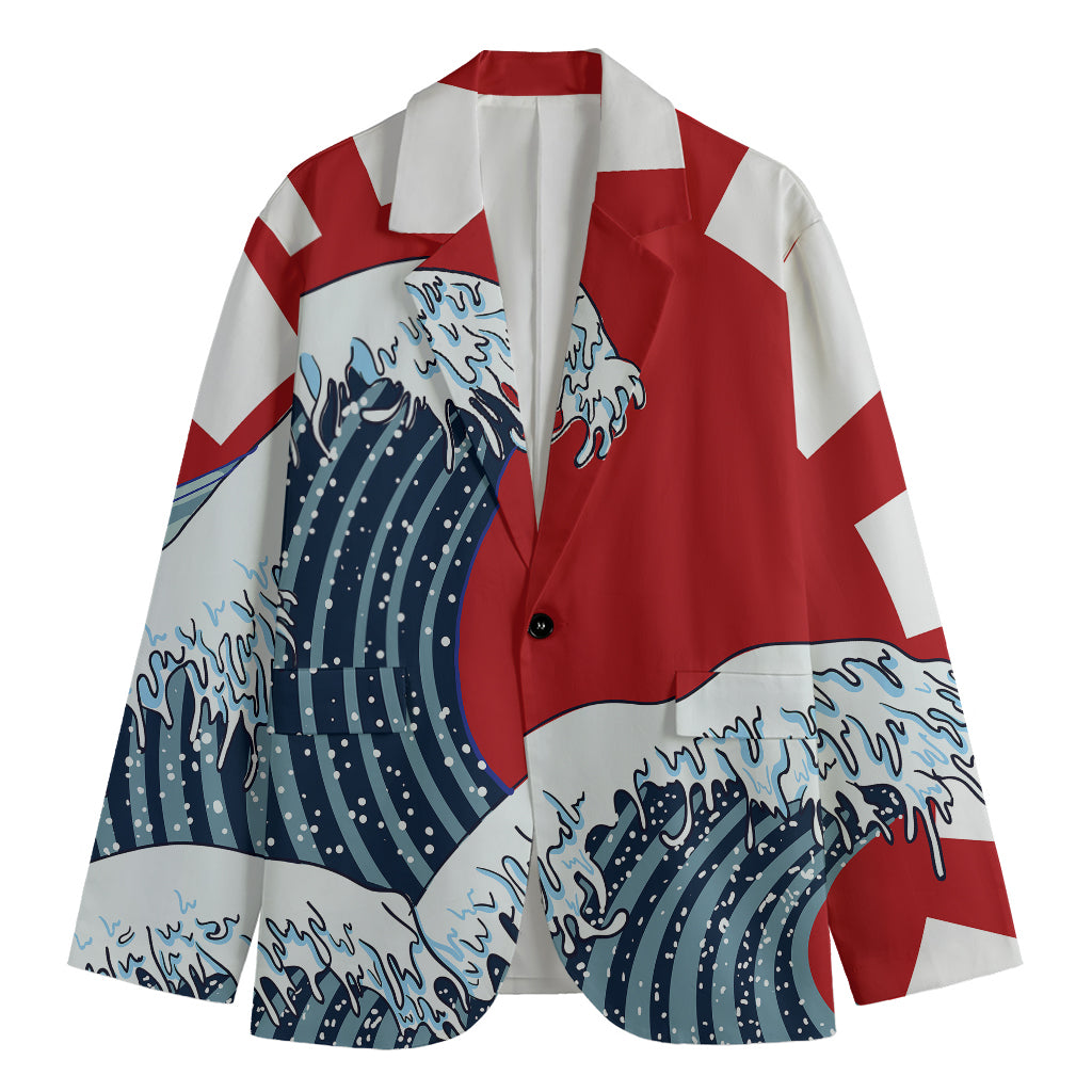 The Great Kanagawa Wave Print Men's Blazer