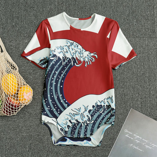 The Great Kanagawa Wave Print Men's Bodysuit