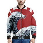 The Great Kanagawa Wave Print Men's Bomber Jacket