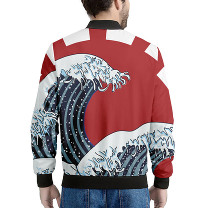 The Great Kanagawa Wave Print Men's Bomber Jacket