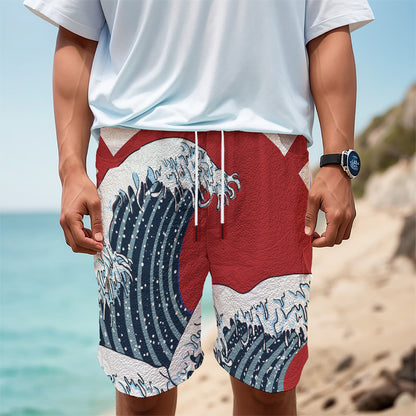 The Great Kanagawa Wave Print Men's Cargo Shorts