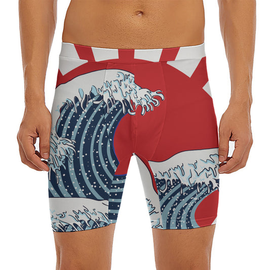 The Great Kanagawa Wave Print Men's Long Boxer Briefs