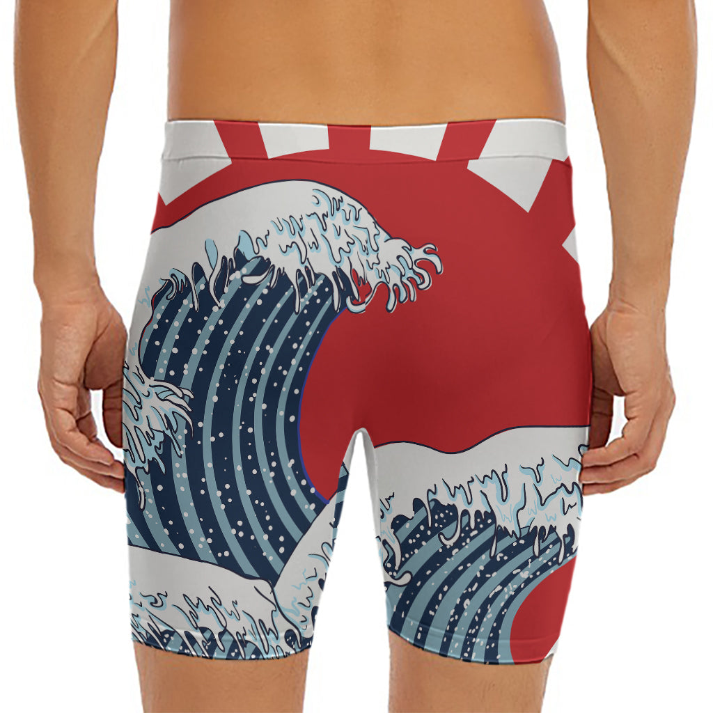 The Great Kanagawa Wave Print Men's Long Boxer Briefs