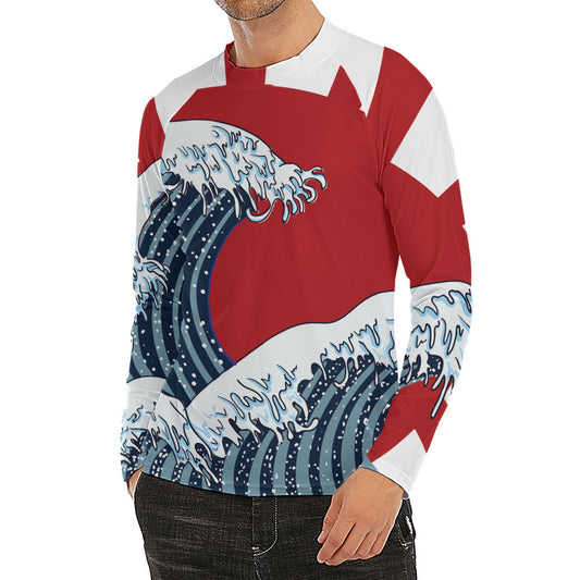 The Great Kanagawa Wave Print Men's Long Sleeve Rash Guard