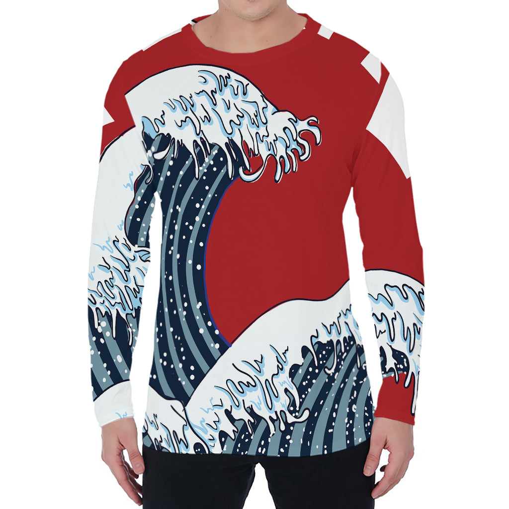 The Great Kanagawa Wave Print Men's Long Sleeve T-Shirt