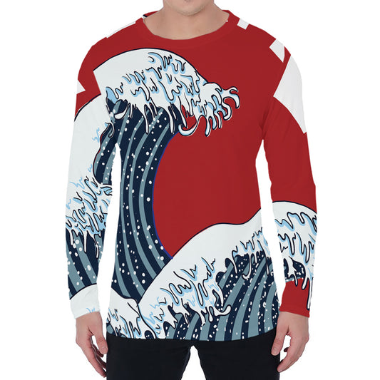 The Great Kanagawa Wave Print Men's Long Sleeve T-Shirt