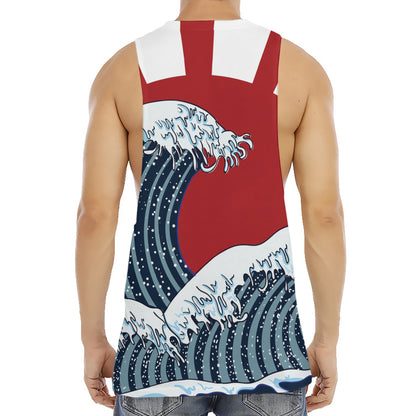 The Great Kanagawa Wave Print Men's Muscle Tank Top