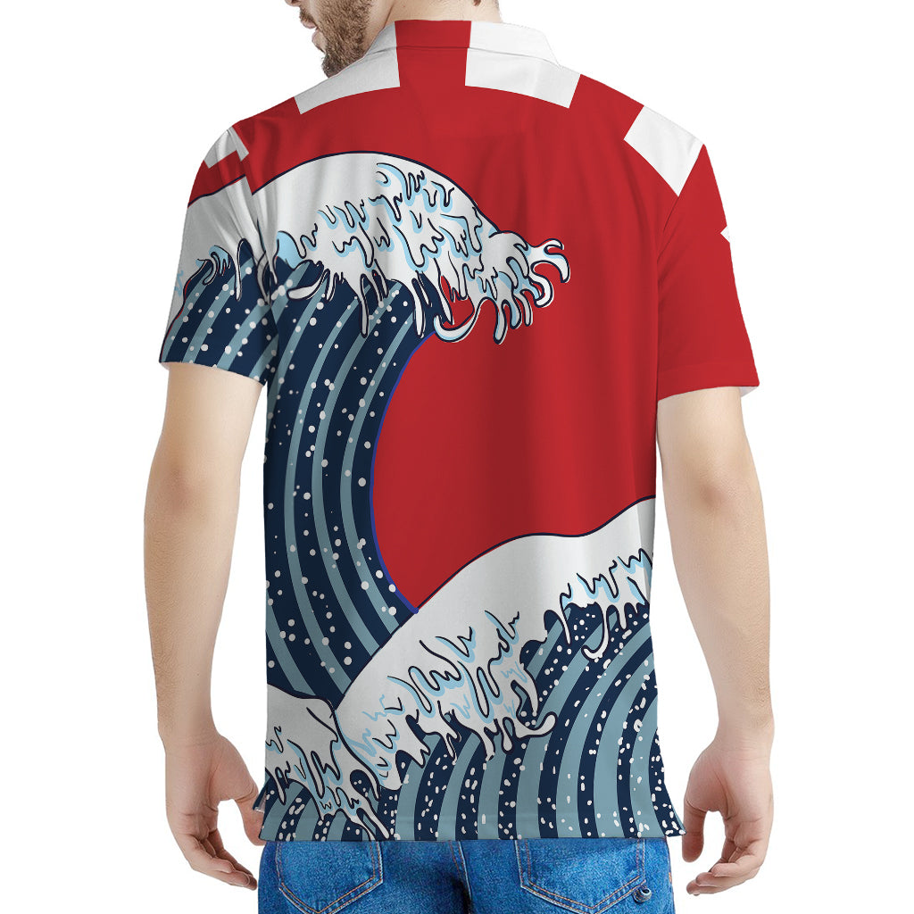 The Great Kanagawa Wave Print Men's Polo Shirt