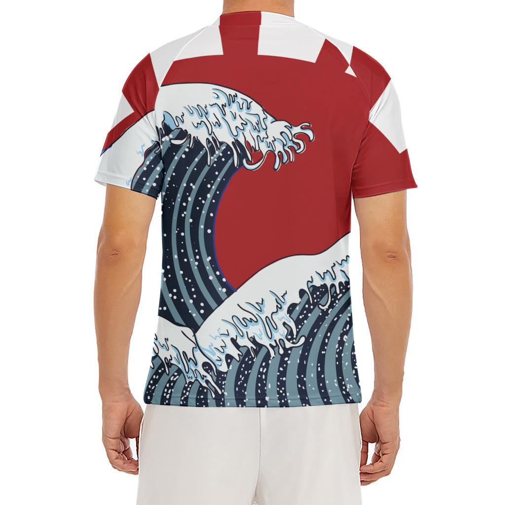 The Great Kanagawa Wave Print Men's Short Sleeve Rash Guard