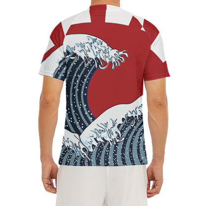 The Great Kanagawa Wave Print Men's Short Sleeve Rash Guard