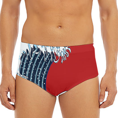 The Great Kanagawa Wave Print Men's Triangle Swim Briefs