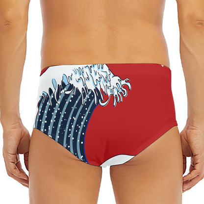 The Great Kanagawa Wave Print Men's Triangle Swim Briefs