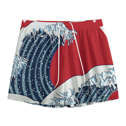 The Great Kanagawa Wave Print Mesh Shorts
