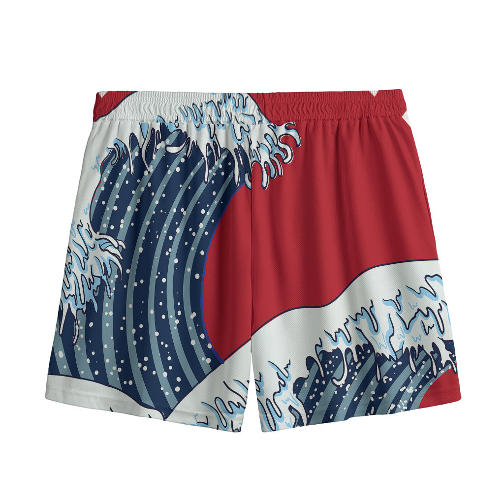 The Great Kanagawa Wave Print Mesh Shorts