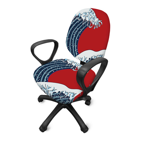 The Great Kanagawa Wave Print Office Chair Cover