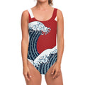 The Great Kanagawa Wave Print One Piece Swimsuit
