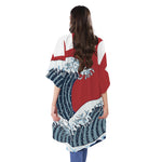 The Great Kanagawa Wave Print Open Front Beach Cover Up