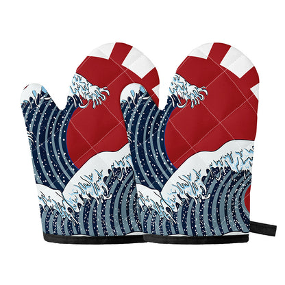 The Great Kanagawa Wave Print Oven Mitts
