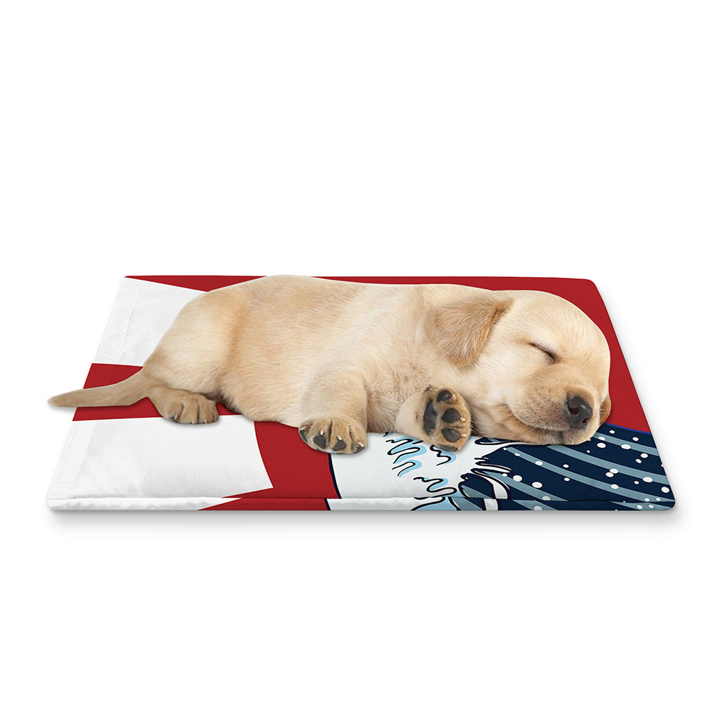 The Great Kanagawa Wave Print Pet Cooling Mat Cover