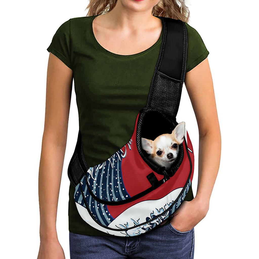 The Great Kanagawa Wave Print Pet Sling Carrier