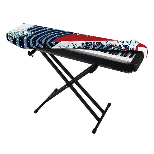 The Great Kanagawa Wave Print Piano Keyboard Cover