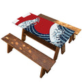 The Great Kanagawa Wave Print Picnic Table Cover